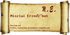 Miszlai Erzsébet névjegykártya